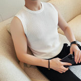 AIDASE  -  Men's Summer Sleeveless Vest  Breathable Mesh-Knit Fabric  Textured Crew Neck  Relaxed Fit  Casual Versatile Styling aidase-shop