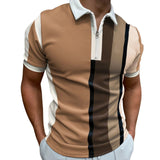 AIDASE  -  Male Summer Striped Splice Print T Shirt Turn Down Short Sleeve Tops T Shirt Mens Small T Shirts Male Tshirt Summer Ropa Hombre aidase-shop