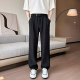 AIDASE  -  Korean Style Men's Casual Pants Summer New Fashion Versatile Thin Straight Wide Leg Male Trousers Menswear Tide aidase-shop