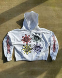 AIDASE  -  American New High Street Casual Loose Y2K Clothes Sunflower Pattern Printing Hoodies Harajuku Vintage Kawaii Zipper Sweatshirts aidase-shop