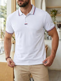 AIDASE  -  Spring Summer Daily Casual Mens Polos Short Sleeve Buttoned Turn-down Collar Tops Vintage Men Striped Patchwork Polo Shirt aidase-shop