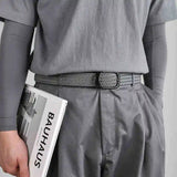 AIDASE  -  Weaving Belt Men's Fashionable Belt for Young Adults Casual Multifunctional Canvas Pants Belt with Elastic Golf Studs Fabric Lea aidase-shop