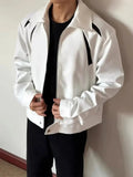 AIDASE  -  Autumn New Men's Jacket Contrast Color Patchwork Padded Shoulder Design Lapel Casual Stylish Korean Version Coats 21E7597 aidase-shop