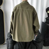 Aidase Versatile Fashion Atutumn Winter Men's Solid Casual Loose Pockets Denim Jacket Retro Coat Cool Boys Patchwork Pockets aidase-shop