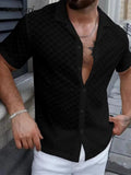 AIDASE  -  Fashion Mens Plaid Textured Knitted Shirt Tops Spring Summer Casual Mens Breathable Knit Shirts Stylish Men Short Sleeve Shirt aidase-shop
