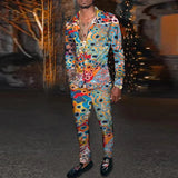 AIDASE  -  Mens Two Piece Casual Outfits Streetwear Fashion Gradient Color Loose Sets Long Sleeve Lapel Buttoned Shirts And Pants Suits Men aidase-shop