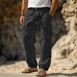 AIDASE  -  Fashion Multi Pockets Cargo Pants For Mens Spring Summer Casual Solid Color Loose Straight Pants Men Vintage Staright Trousers