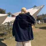 AIDASE  -  Retro American Denim Jacket for Men Oversize Loose Casual Spring Autumn Workwear Style Washed out Jacket Loose Fit Jeans Jacket aidase-shop