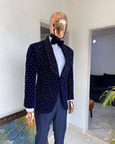 Aidase Luxury Men Suits Tailor-Made 2 Pieces Dark Velvet Blazer Pearls Black Pants One Button Sheer Lapel Wedding Plus Size Tailored aidase-shop