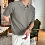 AIDASE  -  Summer Thin Ice Silk Casual Polo Shirts Men Knitted Short Sleeve Turn-down Collar Pullover Top For Mens Fashion Solid Polo Shirt aidase-shop