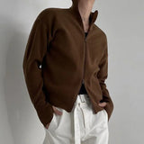 Aidase Korean Style Men's Wear Zipper Knitted Cardigan Coat Autumn Loose Fashion  Lazy Sweater New Trendy Male Knits