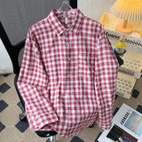 AIDASE  -  Men's Long Sleeved Checkered Shirt Japanese Casual Contrasting Color Male Top Spring Autumn Loose Thin Fashion Coat aidase-shop