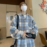 Aidase Men 2024 Spring Summer Fashion Checkered Turn-down Collar Tops T-Shirt Men Clothing Casual Loose Long Sleeve Button Shirts aidase-shop