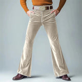 AIDASE  -  Vintage Men Velvet Flared Pants Retro 70s Disco Style High Waist Bell Bottom Trousers Casual Party Stage Performance Pants S-3XL aidase-shop