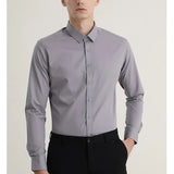 AIDASE  -  Mens Formal Office Wear Dress Shirts Fashion Slim Long Sleeve Wrinkle Free Strech Plus Size Business Casual Shirts for Man aidase-shop