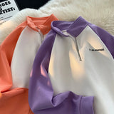 AIDASE  -  Korean Casual Fashion Street Hip Hop Sweatshirt Couple Model Splicing Sports Pullover College Style Printed Long Sleeve Tops aidase-shop