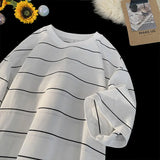 Aidase Men Oversized T Shirt Fashion Striped Contrast Color Short Sleeve Tshirts Casual Daily Clothes Harajuku Tshirt Streetwear aidase-shop