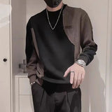 Aidase Men's Clothing Black Sweatshirts for Man Round Neck Hoodieless Crewneck Pullover Top No Brand Streetwear One Piece Luxury Emo