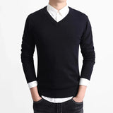 AIDASE  -  Slim Fit V-Neck Pullover Sweater Casual Business Men's Shirt Inner Wear Autumn Collection Fashionable Youth Solid Color Base Lay aidase-shop