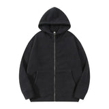 AIDASE  -  Autumn Winter New Fashion Men's Solid Color Simple Basic Casual Trendy Loose Zipper Hooded Polar Fleeve Sweatshirts Male Coats aidase-shop