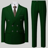 Aidase  Fashion New Men's Casual Boutique Double Breasted Suit Trousers / Man's Business Suit Jacket Blazers Coat Pants 2 Pcs Set aidase-shop