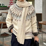 AIDASE  -  New Casual Mens Knitting Sweater Autumn Winter Daily Leisure Mens Knitted Jumper Tops Men Vintage Geometric Jacquard Sweaters aidase-shop