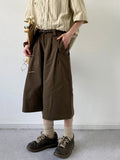 AIDASE  -  Neutral Sle Coffee Brown Casual Seven-Foot Pants for Men And Women Summer Leisure Loose-Fit Low-Waist Teenager Faion aidase-shop