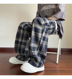 AIDASE  -  Men's Plaid Casual Pants Loose Straight Hong Kong Style Spring Autumn New Fashion Comfortable Breathable Men's Trousers aidase-shop