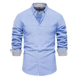 AIDASE  -  Men's Slim Fit Casual Shirt Autumn New Style Fashionable Solid Color Long Sleeve Top Versatile Male Apparel aidase-shop