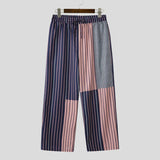 AIDASE  -  Men Pants 2025 Loose Drawstring Striped Patchwork Casual Straight Wide Leg Trousers Men Streetwear Fashion Long Pants aidase-shop