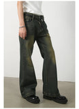 AIDASE  -  Washed To Make Old Loose Micro-flared Jeans, Men's Four Seasons New Fashion Straight Wide-leg Pants, Casual Floor-length Jeans aidase-shop
