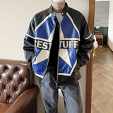 AIDASE  -  American Retro Coat Color Matching Racing Suit Autumn Bomber Jacket Men's Motorcycle Style Pu Leather Jacket High-end Couple aidase-shop