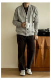 AIDASE  -  European Large V-neck Work Jacket Men's Twill Texture Elastic Long-sleeved Sweatshirt Cardigan Casual Commuting aidase-shop