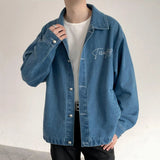 AIDASE  -  Pearl Hot Diamond Design Men's Jackets Lapel Letter Washing Single Breasted Casual Contrast Color Loose Male Coats aidase-shop
