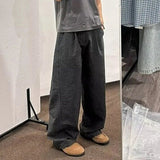 AIDASE  -  American Style Men's Casual Pants Oversized Plaid Scimitar Design Wide-Leg Trousers Simple Solid Color Clothing 21E6845 aidase-shop