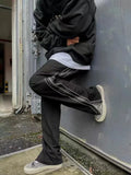 AIDASE  -  American Street Style Loose Side Stripe Casual Pants Men High Street BF Design Sense Splicing Zipper Long Trousers Trendy aidase-shop