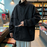 AIDASE  -  Japanese Workwear Jacket Men's Spring Autumn New American Vintage Letter Loose Embroidered Top Retro Standing Collar Jacket Chic aidase-shop
