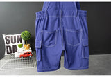 AIDASE  -  Men Y2K Bib Overalls Shorts Summer Multi Side Pockets Cargo Breeches Elastic Waist Fancy Color Thin Soft Coveralls Dungarees aidase-shop