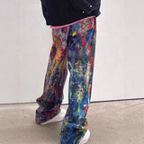AIDASE  -  Casual Wide Leg Jeans Men Women Print Loose Long Trousers Straight Leg Pants Spring Summer Design Graffiti Paintings aidase-shop