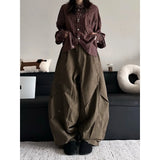 AIDASE  -  Loose Wide Leg Casual Pants Men Women Straight Cut Floor Length Trousers Waed Folded Knife  Casual Pants Vintage Japane aidase-shop