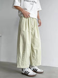 AIDASE  -  Summer Men's Linen Wide-Leg Cropped Pants High Waist Drawstring Casual Trousers aidase-shop