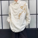 Aidase Autumn High-end Jacquard Embroidered Bamboo Shirt Men's Long-sleeved Niche Buckle Design Retro New Chinese Style Shirt Urban aidase-shop