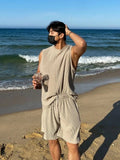 AIDASE  -  Men Ice Silk Set Summer Thin Quick Dry Loose Sleeveless T Shirt Casual Shorts Vest Sports Tank aidase-shop