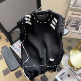 AIDASE  -  American Style Men Vest Sweater High Street Frayed Edge Design Fashion Loose Sleeveless Round Neck Male Knitwear 21E7565 aidase-shop
