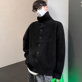 Aidase Winter Clothing Men's Luxury Knitted Jacquard Turtleneck Cardigan Sweatercoat Long Sleeve Casual Buttons Solid Color Coat aidase-shop