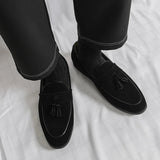 AIDASE  -  Brand Fashion Purple Dress Tassels Loafers Male Business Flats Office Casual Suede Leather Shoes Mens Comfortable Dress Shoes aidase-shop