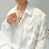 AIDASE  -  Men Wave Tassels Semi-transparent Loose Casual Long Sleeve Vintage Fashion Party Dress Shirts Blouses Stage Clothing Costume aidase-shop