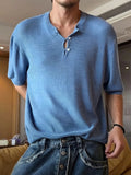 AIDASE  -  Trendy Mens Slim Stretchy Knit T-shirts Summer Daily Casual Breathable Solid Color Tees Men Stylish Short Sleeve Knitted T Shirt aidase-shop
