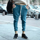 AIDASE  -  Autumn Casual Men's Loose-Fit Drawstring Knit Trousers Unique Color Block Style Sports Casual Trousers aidase-shop