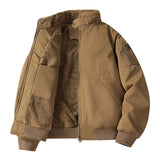 AIDASE  -  Mens Flight Jacket Winter Thick Fleece Lined Workwear Style Multiple Pockets Loose Fit Casual Aviator Coat Warm aidase-shop